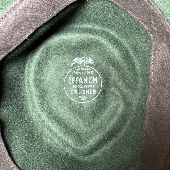 Vintage Spruce Green Genuine Effanem 100% Wool Crusher Hat - Picture 8 of 10